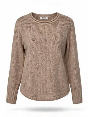 Suzy Shier Women's Crewneck Knit Sweater in Beige